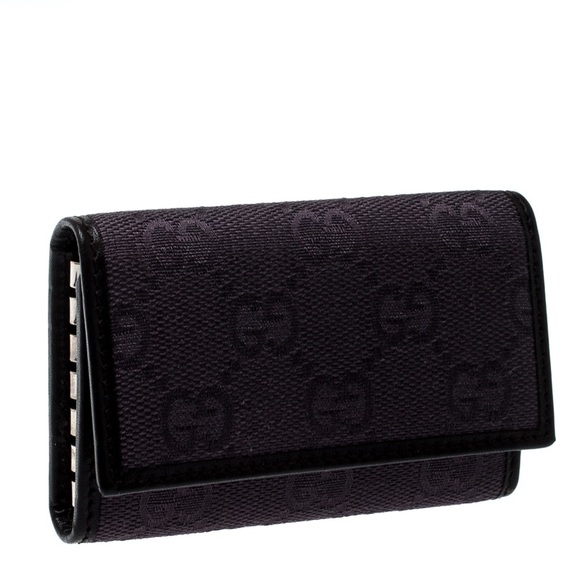 Gucci GG Monogram Logo Canvas & Leather 6 Key Holder Ring Case Wallet - Picture 1 of 13